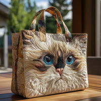 Bolso ilustrado | Gato blanco de ojos azules