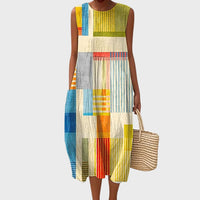 Estela | Vestido de algodón geométrico