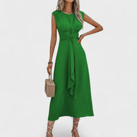 Brígida | Vestido largo elegante sin mangas con cuello redondo