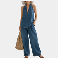 Isabel | Conjunto de dos piezas de denim vintage suave y lavado