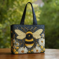 Bolso ilustrado | Abeja con margaritas y estrellas