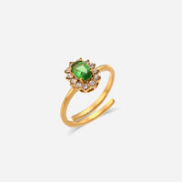 Amarilis | Anillo con circonita verde de oro de 18 quilates