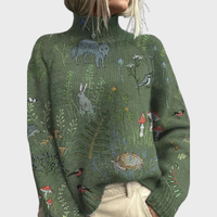 Hana – cómoda sudadera de punto con estampado de bosque