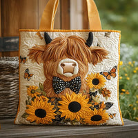 Bolso ilustrado | Vaca highland con girasoles
