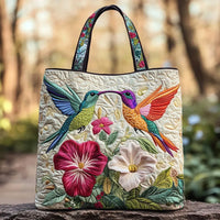 Bolso ilustrado | Colibrí y flores blancas