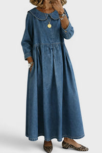 Melisa | Vestido vaquero de manga larga con cuello redondo