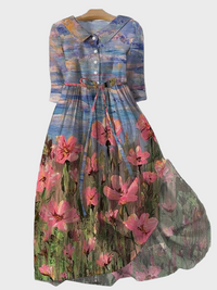 Vestido largo con estampado impresionista
