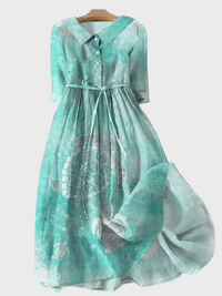 Vestido turquesa con estampado marino