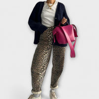 Candela | Pantalón vaquero vintage con estampado de leopardo