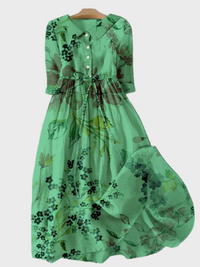 Vestido verde con estampado floral