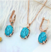 Pendientes y collar vintage con piedra turquesa