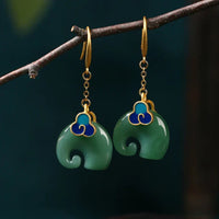 Pendientes retro de elefante verdes