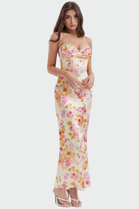 Rosa | Vestido de satén de flores