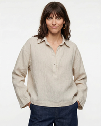 Jersey de lino con cuello polo