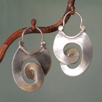 Pendientes vintage únicos plateados con espejo y figura