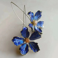 Pendientes vintage de flores azules