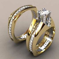 Anillo vintage de cristal dorado