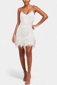 Miriam | Vestido corto con plumas