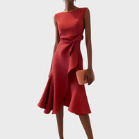 Catalina | Vestido midi asimétrico con vuelo